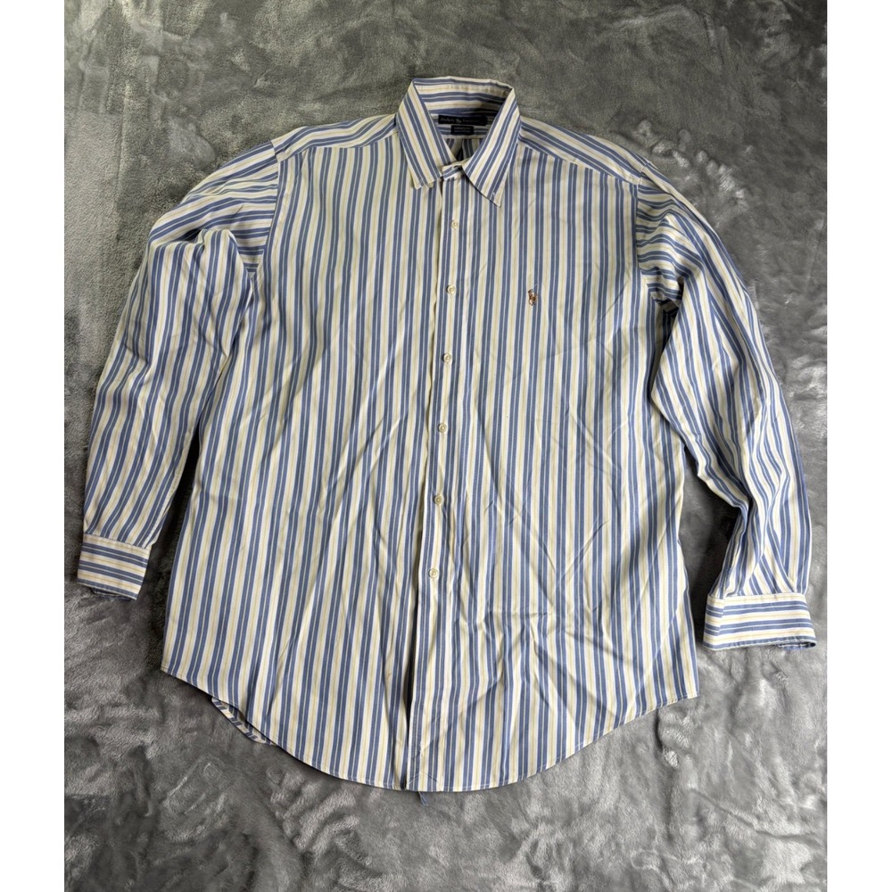 Ralph Lauren Yarmouth Men's Dress Shirt Size 16 Multicolor Oxford Cloth Texture